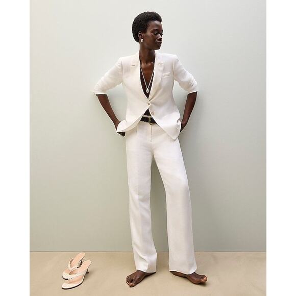 J. Crew Straight-leg Essential Pant in Chelsea Linen-Cupro Blend Size 4 Tall - Picture 2 of 7